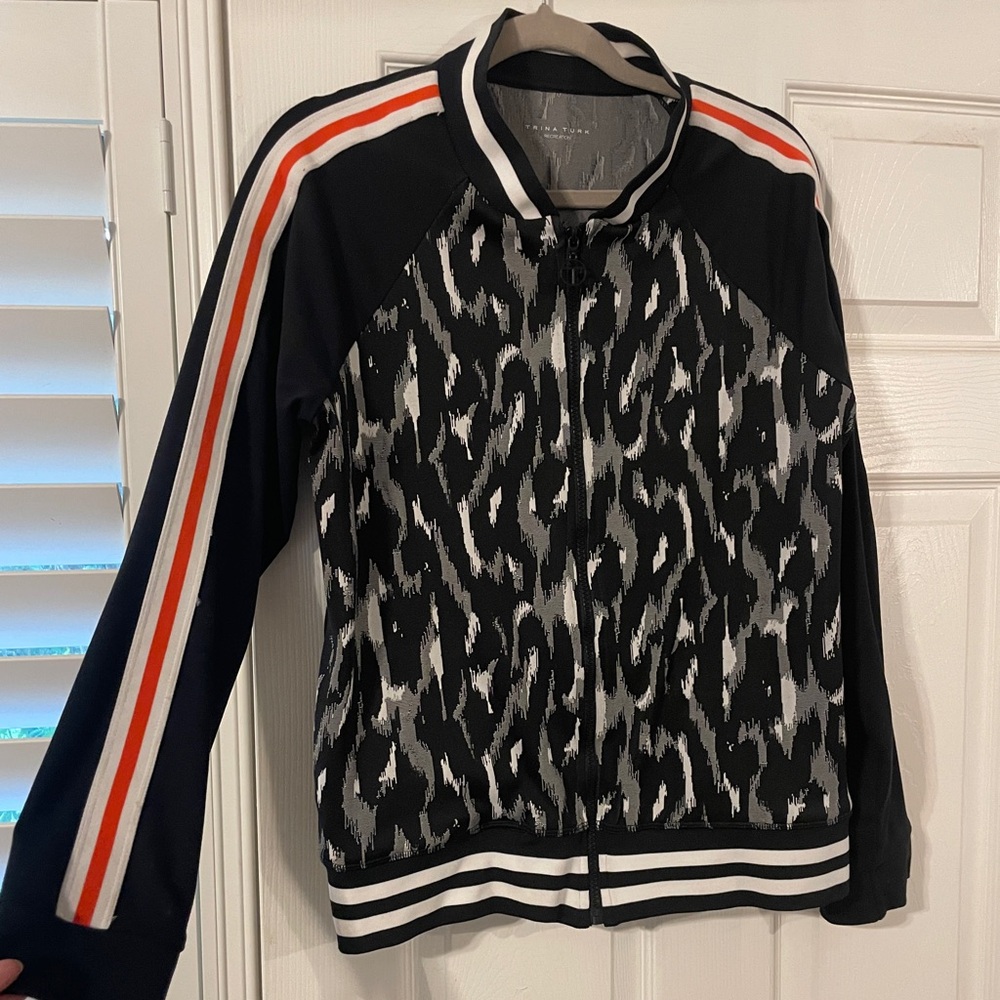 Trina Turk Recreation Black, white, Gray, animal Print jacket